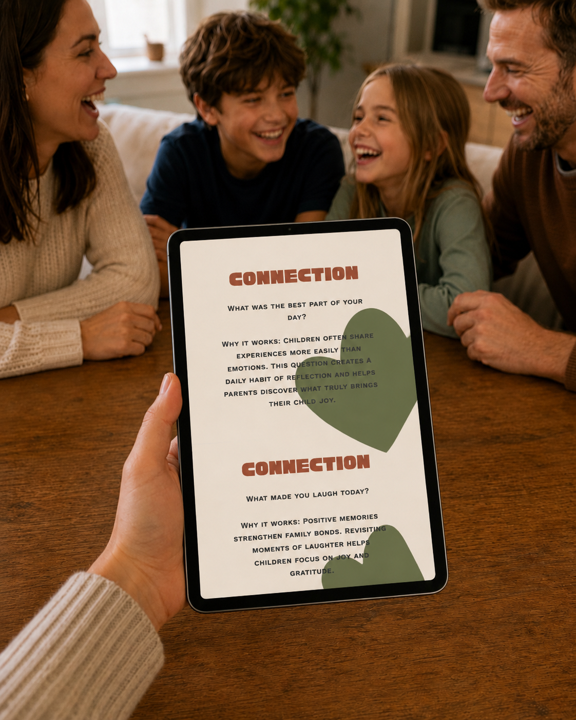 The Analog Family Digital Conversation Deck on a tablet